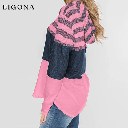 Women Long Sleeve Striped Color Block Casual Hoodies __stock:500 clothes refund_fee:1200 tops