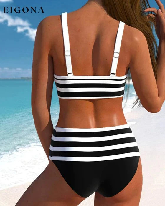 High Waist Stripe Print Bikinis
