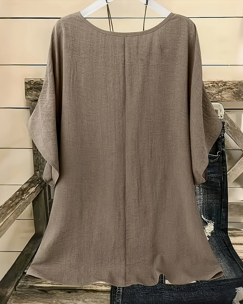 Batwing Sleeve Shoulder Buttons T-Shirt