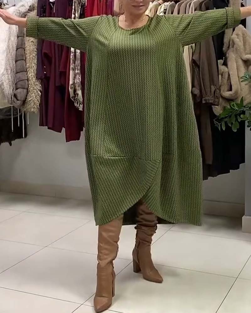 Round Neck Plus Size Loose Dress