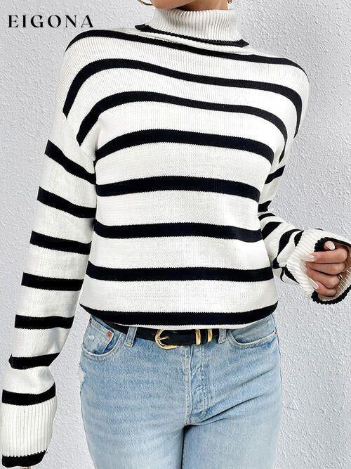 Striped Turtleneck Long Sleeve Sweater clothes Ship From Overseas X.X.W