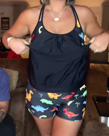 Zweiteiliger Badeanzug mit Dinosaurier-Print