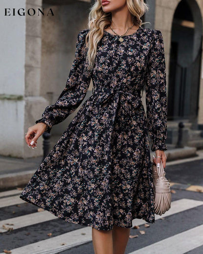 Floral print elegant dress Black 2023 f/w 23BF casual dresses Clothes Dresses spring