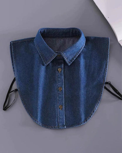 Classic Edgy Denim False Collar