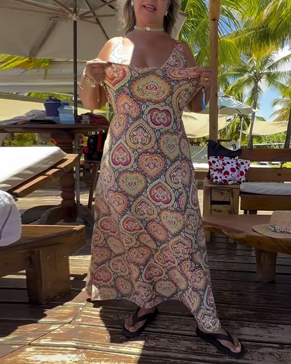 Trägerloser Badeanzug mit Herz-Urlaubs-Print