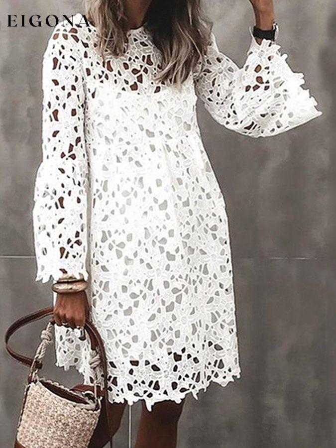 Elegant Lace Long Sleeve Casual Dress linen dresses