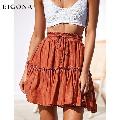 Women's Ruffled Boho A Line Skater Mini Skirt __stock:200 bottoms refund_fee:800