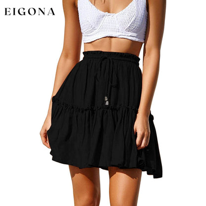 Women's Ruffled Boho A Line Skater Mini Skirt __stock:200 bottoms refund_fee:800