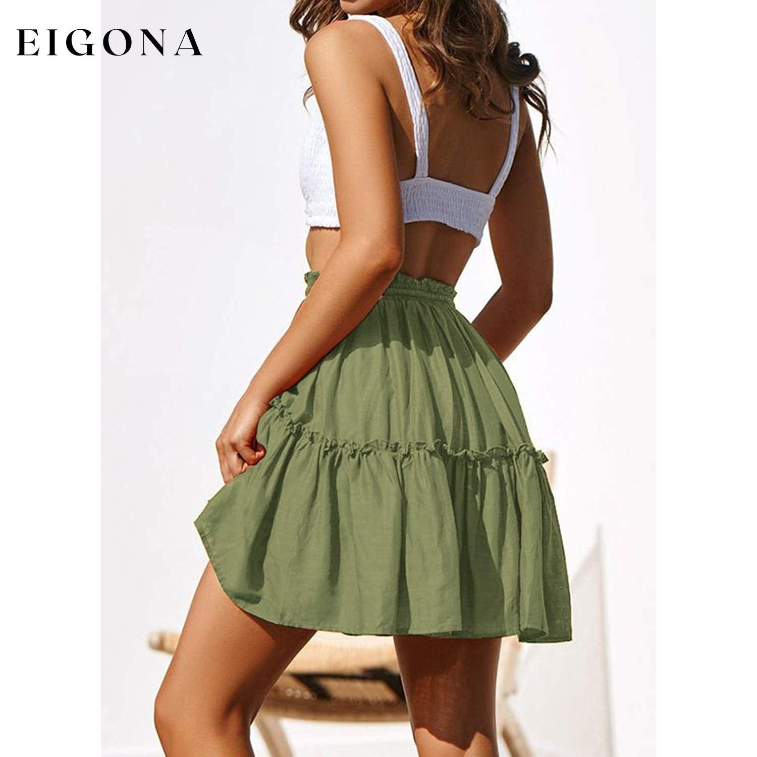 Women's Ruffled Boho A Line Skater Mini Skirt __stock:200 bottoms refund_fee:800