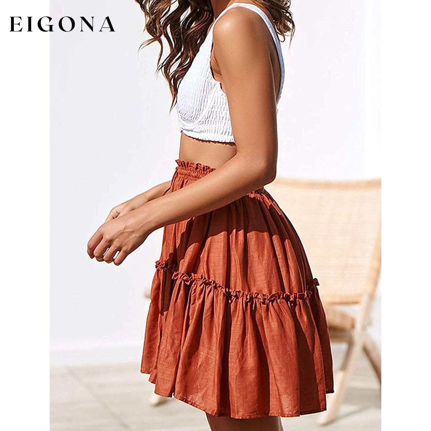 Women's Ruffled Boho A Line Skater Mini Skirt __stock:200 bottoms refund_fee:800