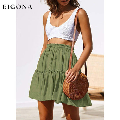 Women's Ruffled Boho A Line Skater Mini Skirt __stock:200 bottoms refund_fee:800