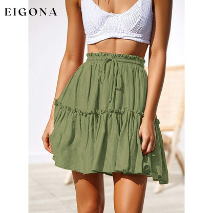 Women's Ruffled Boho A Line Skater Mini Skirt __stock:200 bottoms refund_fee:800