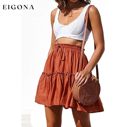 Women's Ruffled Boho A Line Skater Mini Skirt __stock:200 bottoms refund_fee:800