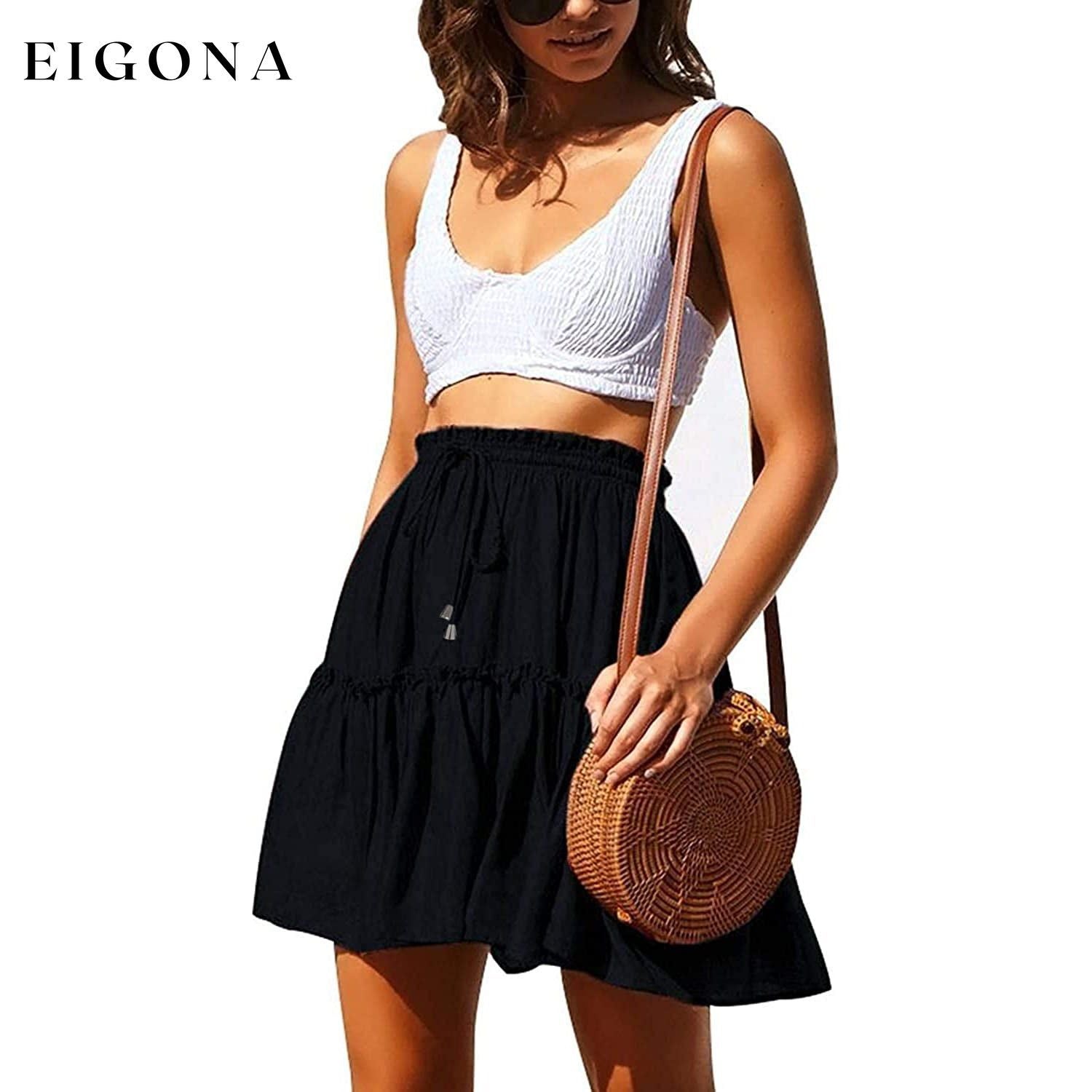 Women's Ruffled Boho A Line Skater Mini Skirt __stock:200 bottoms refund_fee:800