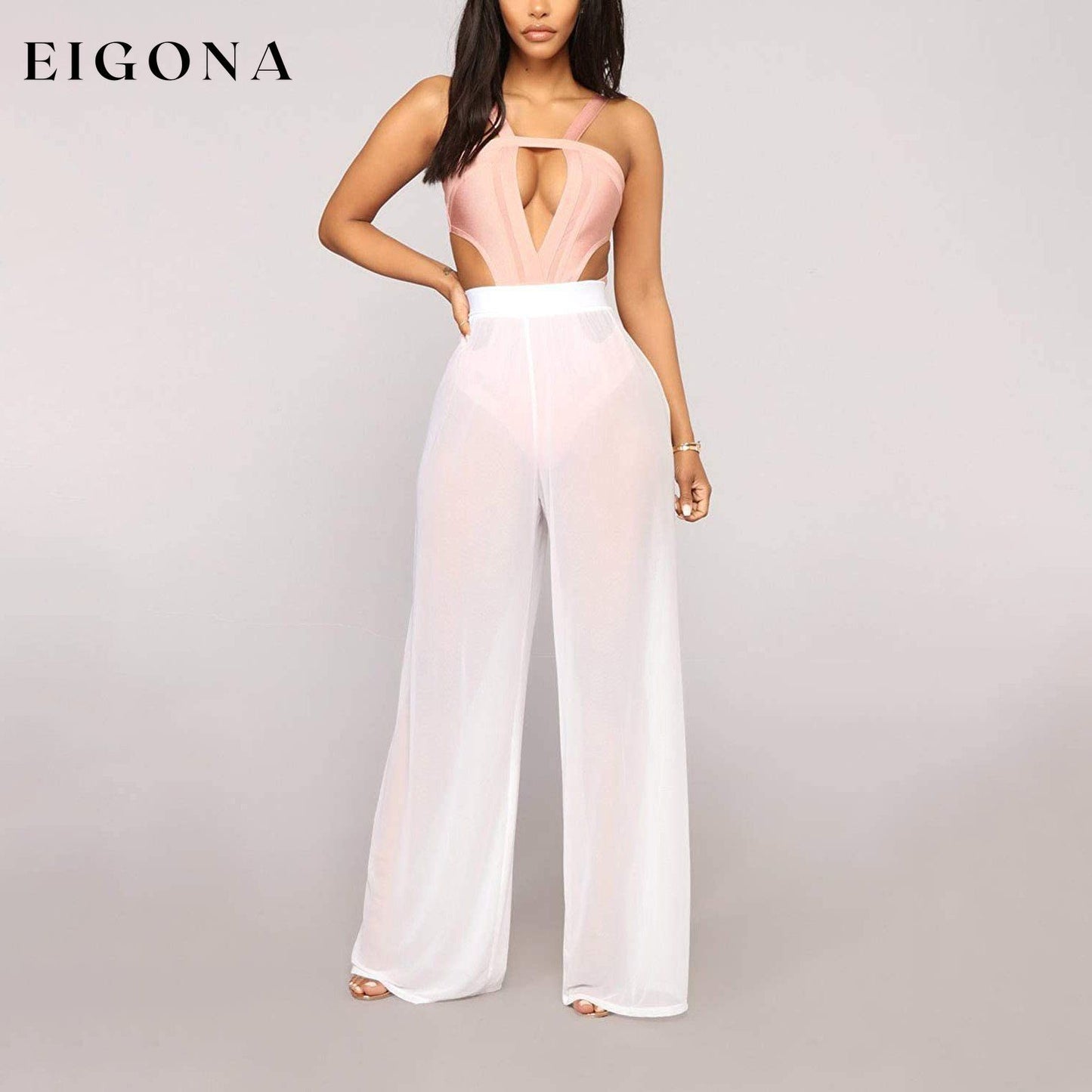 Awoscut Women See Through Sheer Mesh Pants __stock:500 bottoms refund_fee:800