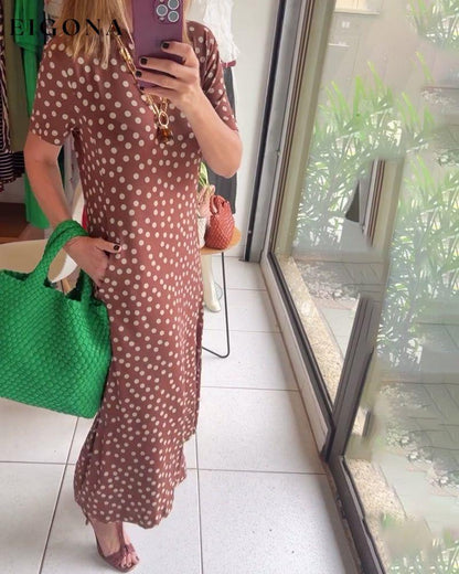 Elegant slim fit polka dot print dress casual dresses summer