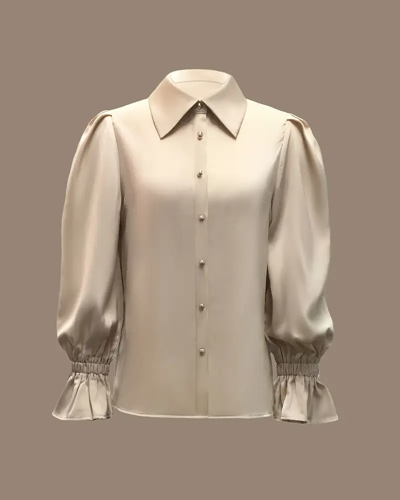 Elegant Satin Flared Sleeve Shirt