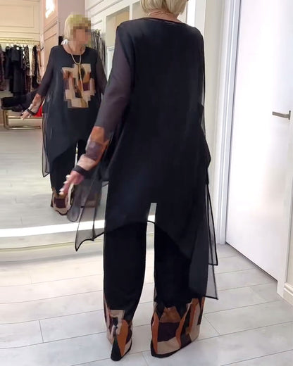 Abito a gamba larga stampato a maniche lunghe Temperamento