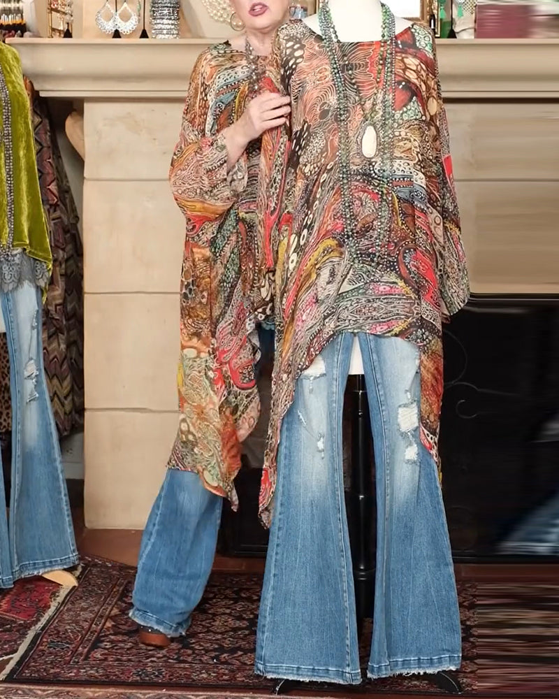 Lockere Bluse mit Fledermausärmeln