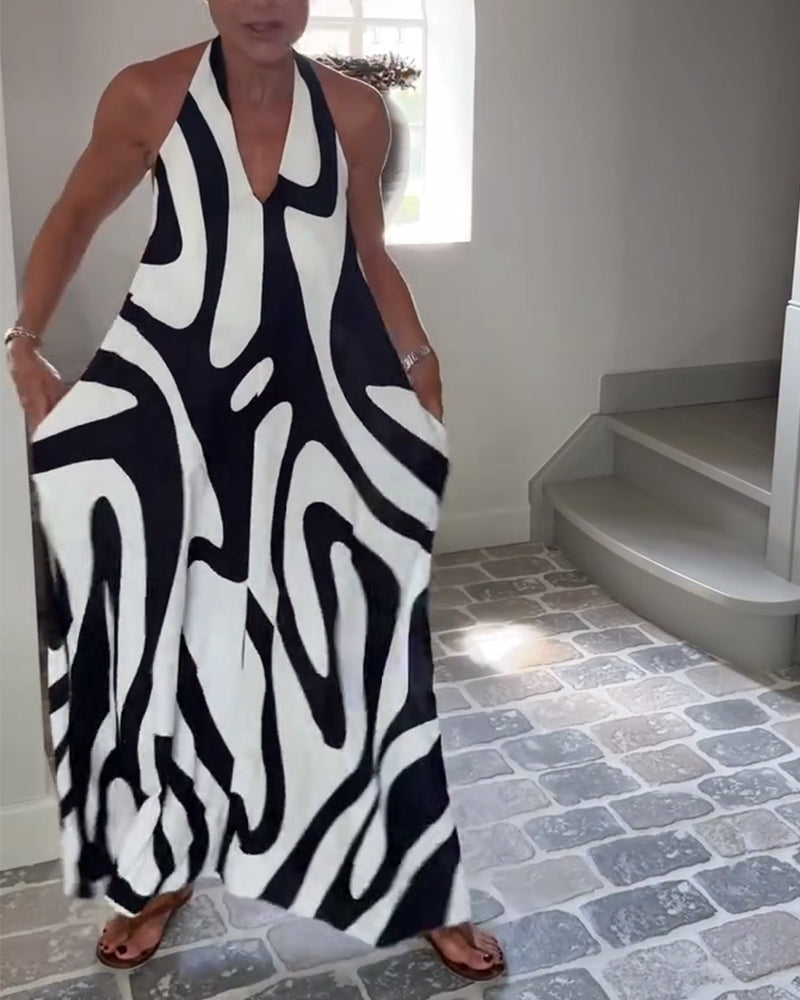 Temperament Neckholder Geometrisch Langes Kleid