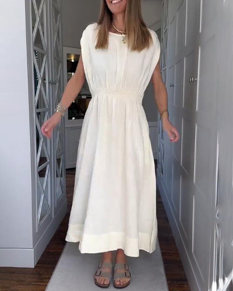 Elegante abito in tinta unita con vita stretta