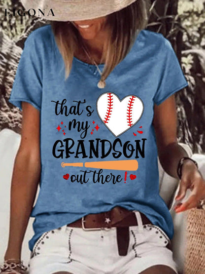 Women's That's My Grandson Out There Baseball Heart Tee ball print