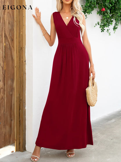 Surplice Neck Sleeveless Maxi Dress clothes dress dresses long dress maxi dress Putica Ship From Overseas Shipping Delay 09/29/2023 - 10/04/2023