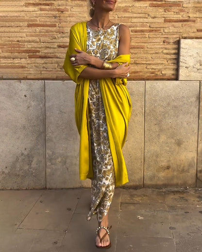 Elegant todelt dress med vintagetrykk