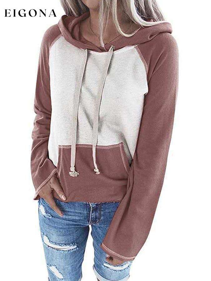 Casual Long Sleeve Hooded Colorblock Sweatshirt top tops