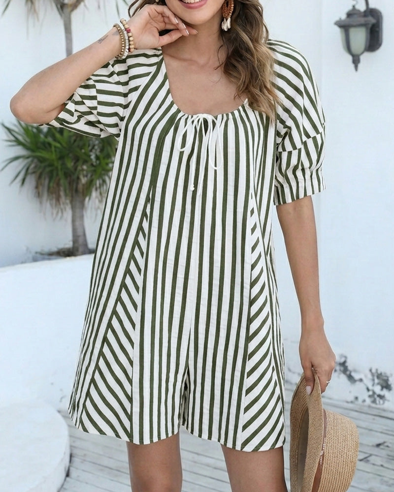 Striped Loose Shorts Jumpsuit