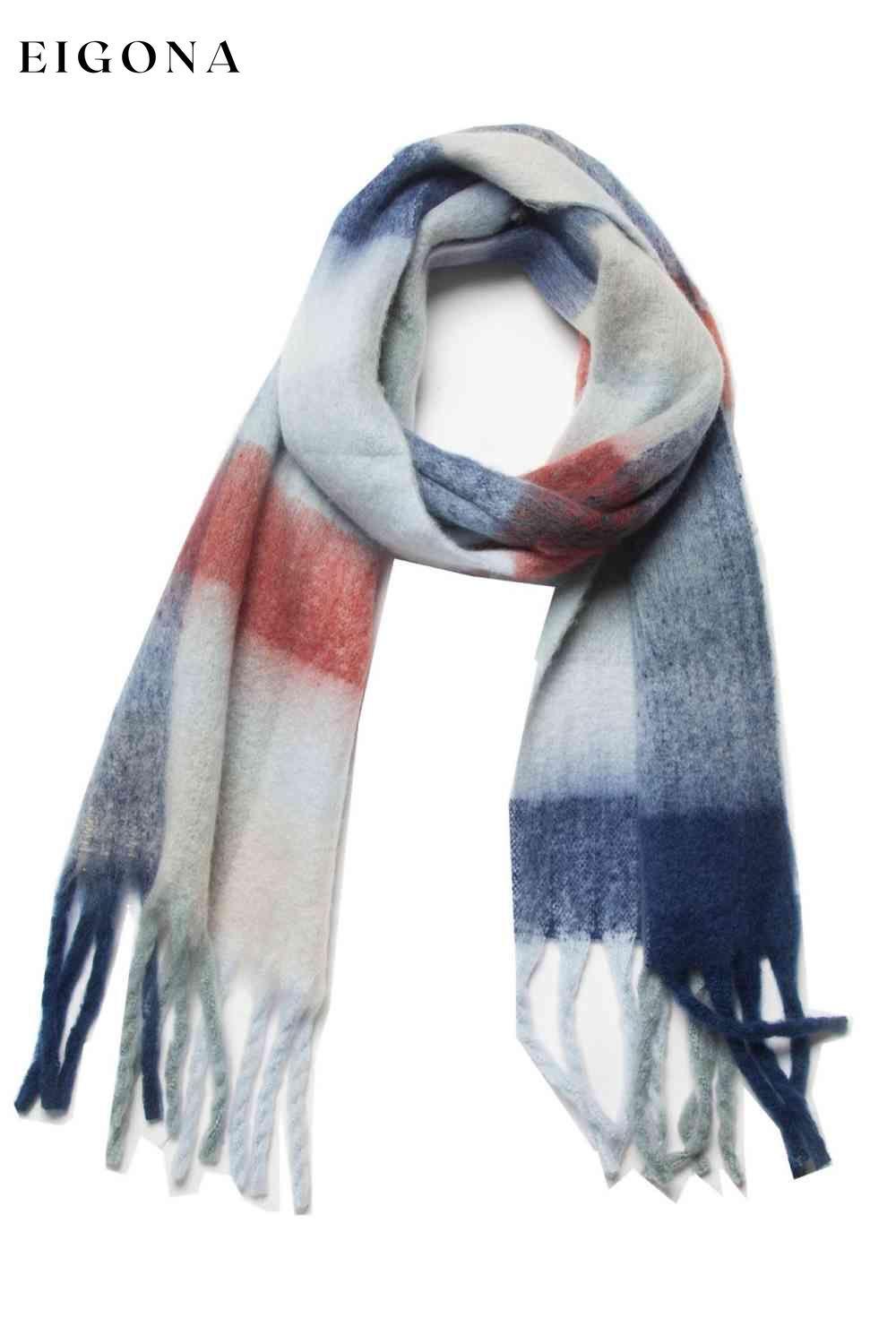 Fringe Detail Polyester Scarf Style C One Size clothes J*H misc scarf Ship From Overseas