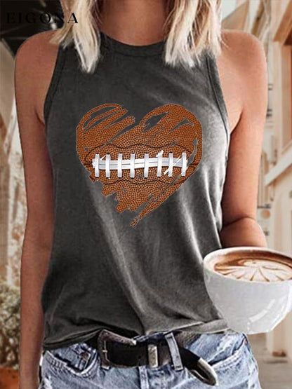 Women's Heart American Football Print Tank Top ball print