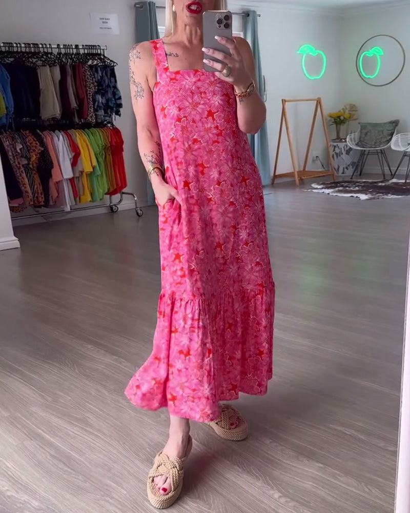 Trägerloses Kleid mit Print und quadratischem Ausschnitt