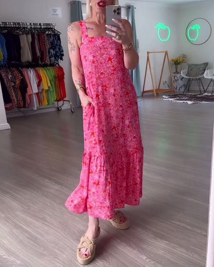 Trägerloses Kleid mit Print und quadratischem Ausschnitt