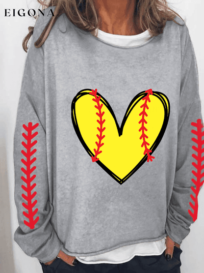 Women's Softball Lover Print Sweatshirt ball print