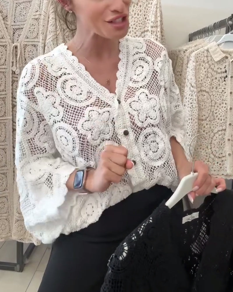 Hohler, einfarbiger Langarmmantel