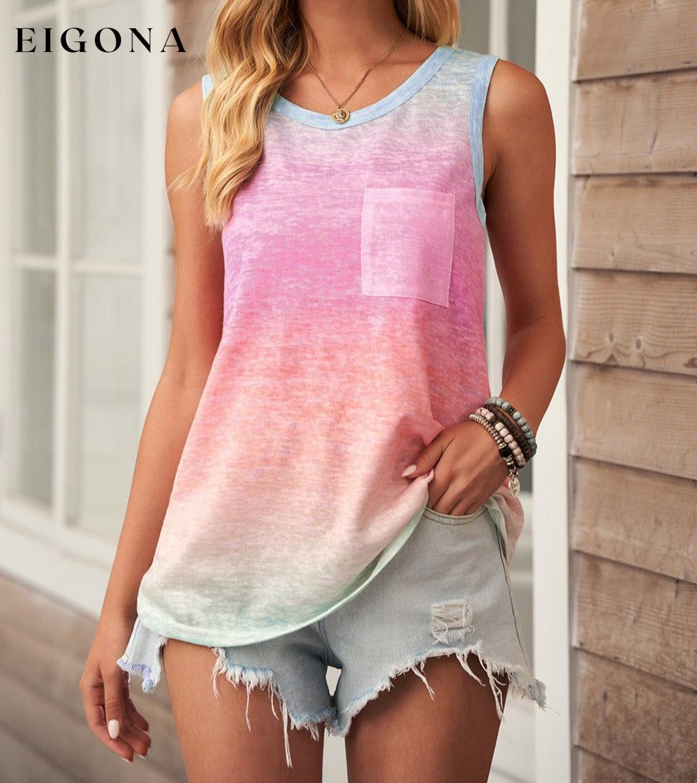 Gradient Pocket Tank Multicolor blouse cami clothes Ship From Overseas shirt shirts short sleeve SYNZ tops trend