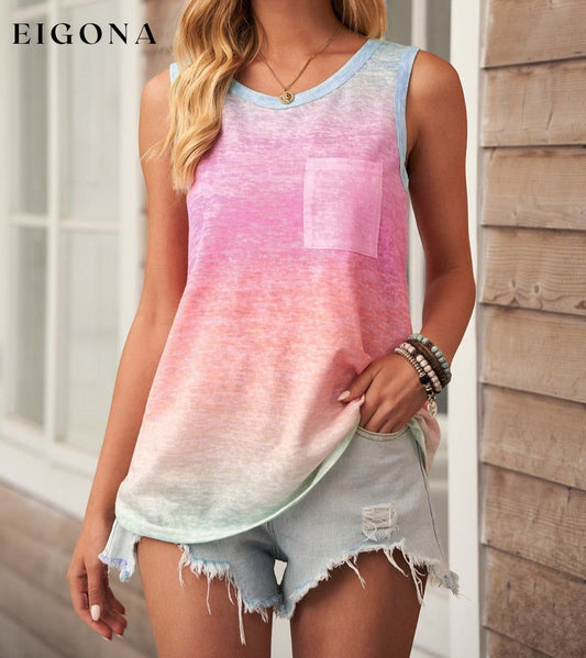 Gradient Pocket Tank Multicolor blouse cami clothes Ship From Overseas shirt shirts short sleeve SYNZ tops trend