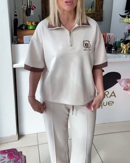 Lässiger Polo-Sportanzug in Kontrastfarbe