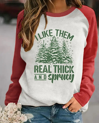 Cozy Christmas Tree & Letter Print Long Sleeve Raglan Sweatshirt 2024 f/w christmas sweatshirts