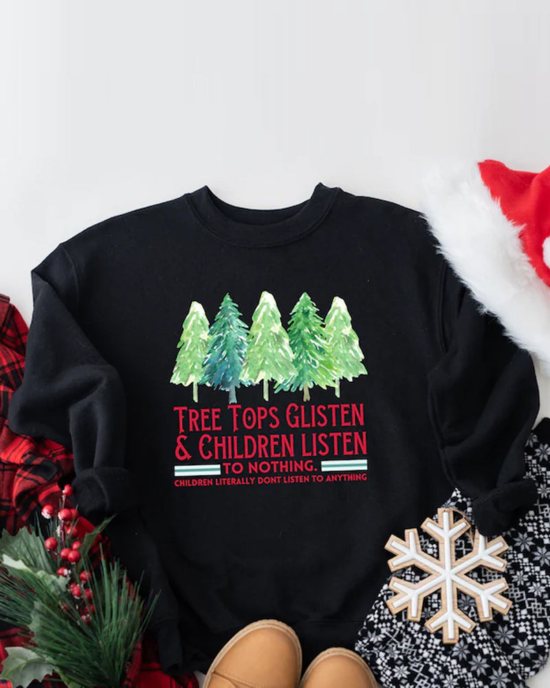 Crew neck christmas tree print pullover sweatshirt 2024 f/w christmas sweatshirts