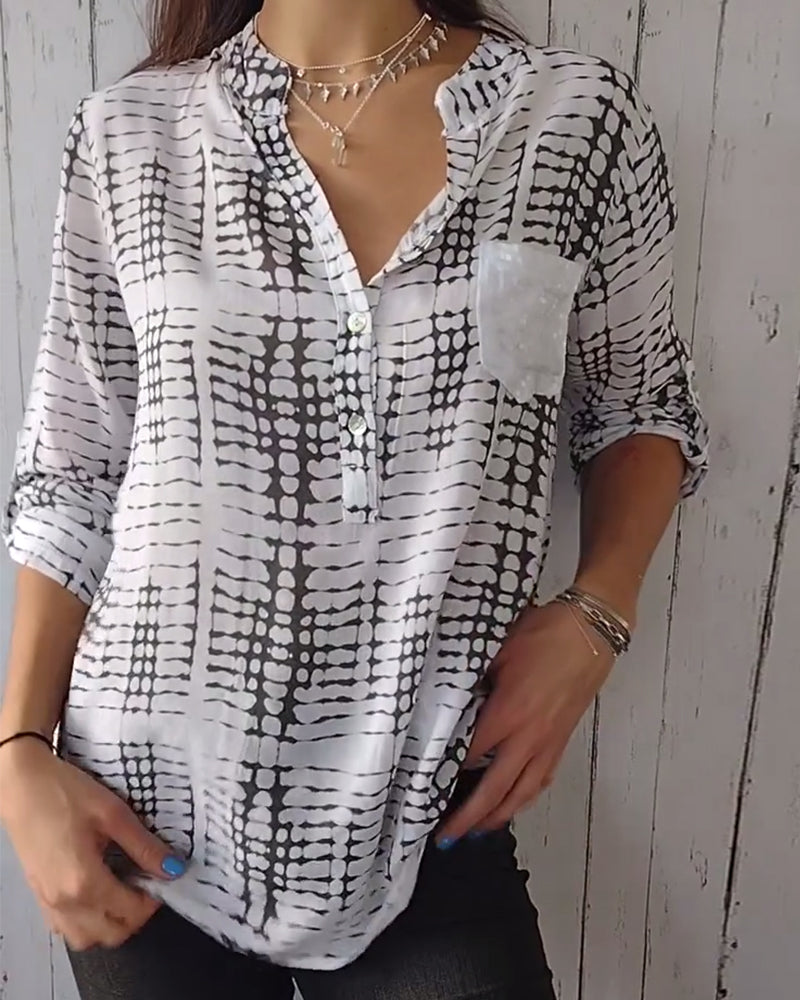 Casual pockets and pleated blouses blouse&shirts