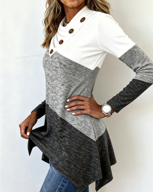 Contrast Color Fashionable Patchwork Top