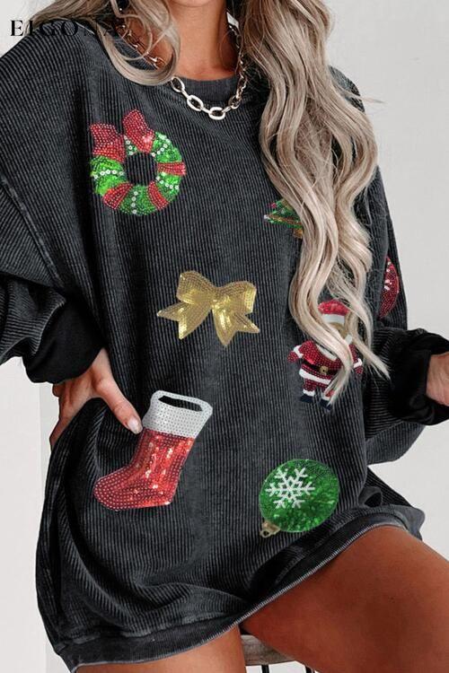 Sequin Patch Christmas Element Sweatshirt clothes Ship From Overseas SYNZ