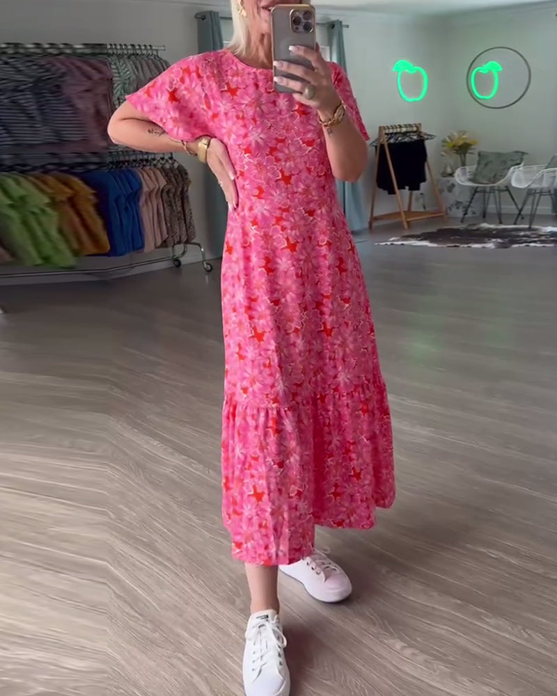 Puffärmeliges Kleid mit Blumenmuster