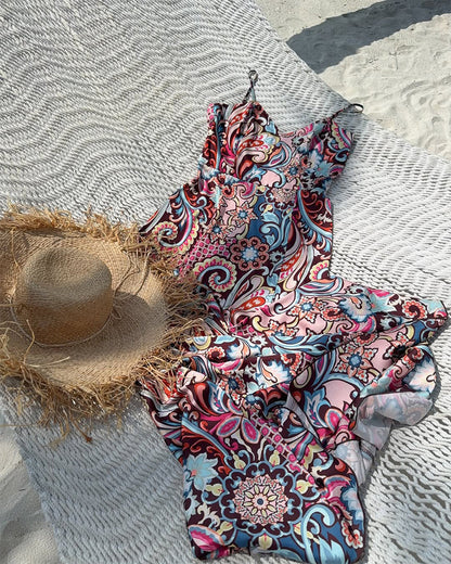 Strandurlaub-Print-Slingkleid