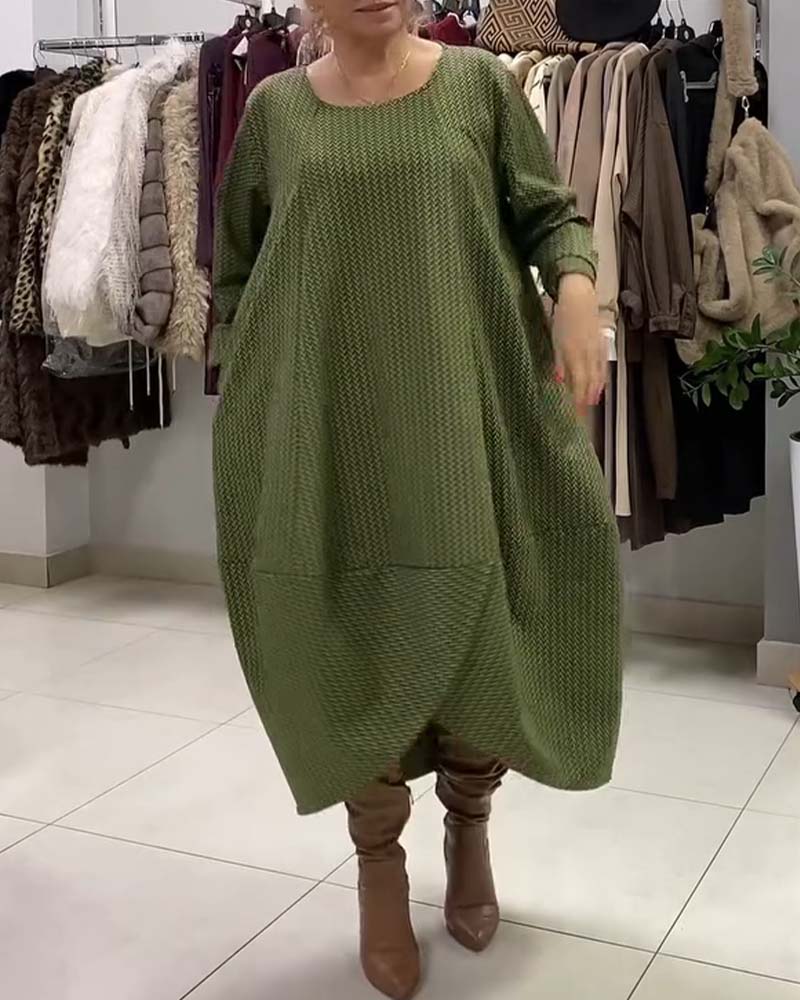 Round Neck Plus Size Loose Dress