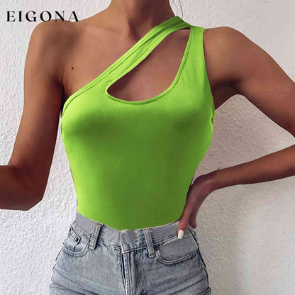 One Shoulder Cutout Cami Lime clothes one shoulder shirt Ship From Overseas shirt shirts tops Y.M