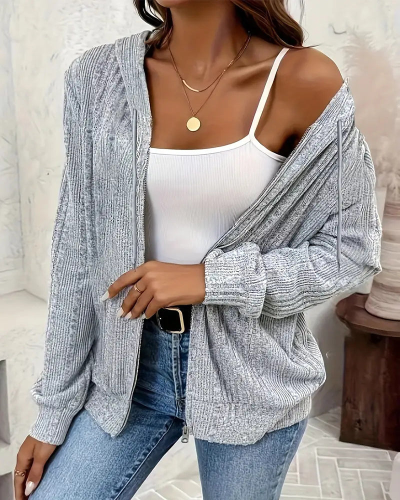 Casual Zip-Up Hooded Sweatshirt