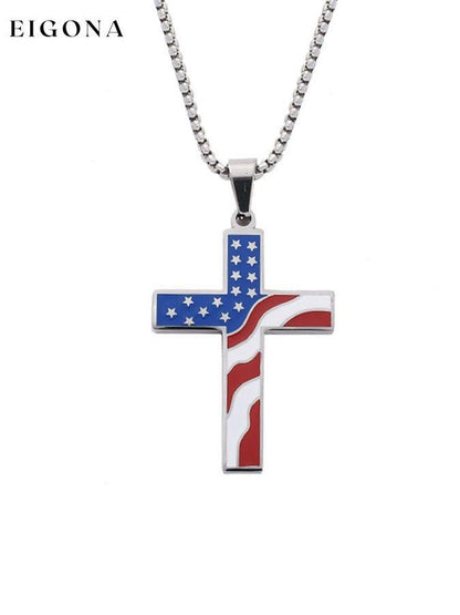 Color Block Flag Cross Necklace clearance sale